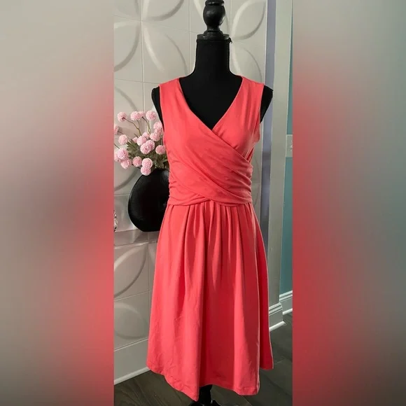 Lands' End | Dresses | Lands End Womens Jersey Knit Sleeveless Coral Wrap  Dress Size Small | Poshmark
